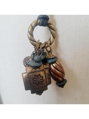 Boho Brassy Gold Tone Beaded Tassel Pendant Necklace